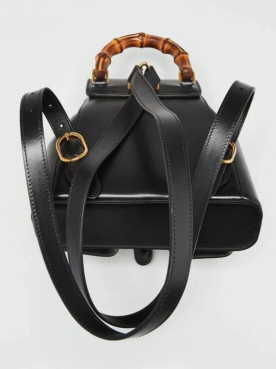 Gucci Black Smooth Leather Bamboo Handle Small Backpack Bag main image 5